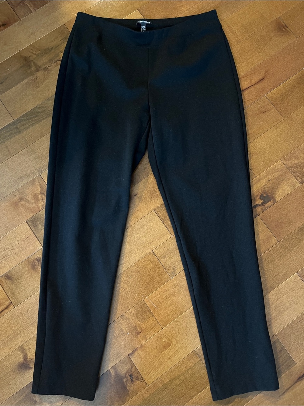Eileen Fisher Black Tencel Ankle Pants Medium Capsule Stretch  Minimalist Career
